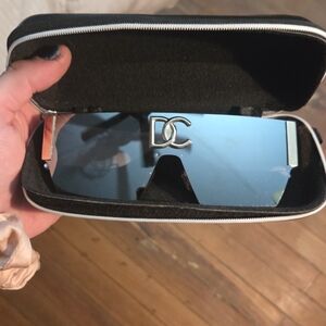 DC Shield Sunglasses Gold Logo Designer Shades Wraparound Style DC223460□18-141